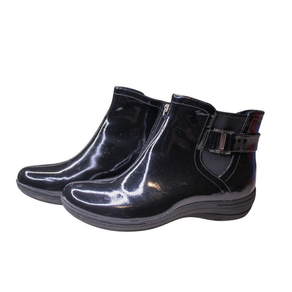 Clarks Privo City Ride Black Patent Leather Ankle Boot Booties Rain 9M